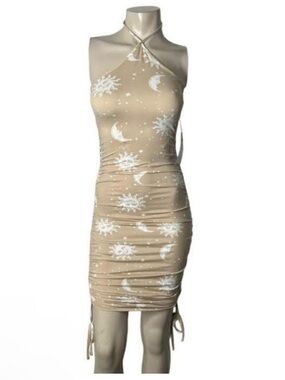 NWT Beige Moon & Sun Halter Bodycon Dress